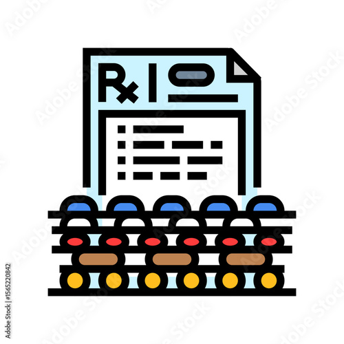 over prescription of medicine color icon vector illustration