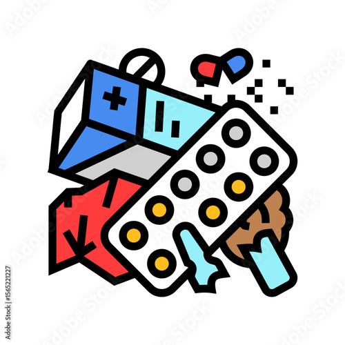 pile of pharmaceutical waste color icon vector illustration
