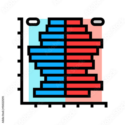 population pyramid chart color icon vector illustration