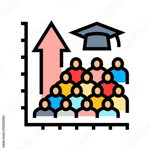 increased school enrollment color icon vector illustration