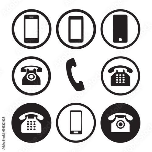 Collection of Connect Icons.Contact us icon set.Contact and Communication Icons Set.Telephone icon, vector set. Phone icon set, vector, silhouette. Contact us, symbol, sign, logo vector. Cell phone pi