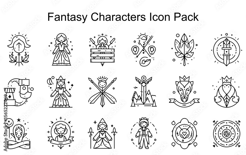 Obraz premium Fantasy Characters Icon Pack