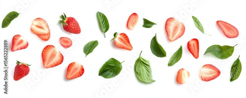 Wallpaper Mural Strawberry and Leaf Pattern on White Torontodigital.ca