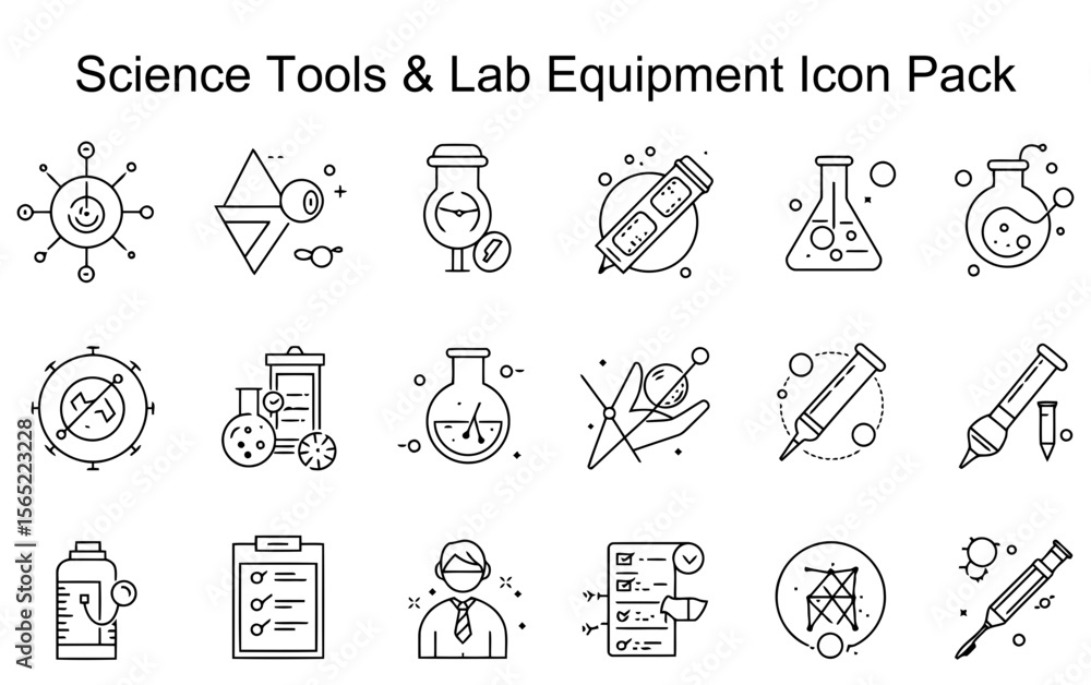 Fototapeta premium Science Tools & Lab Equipment Icon Pack