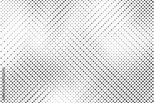Grunge halftone gradient texture. Faded grit noise background. Sandy gritty wallpaper. Retro pixelated backdrop. Black and white anime or manga comic overlay. Vector graphic design textured halftone