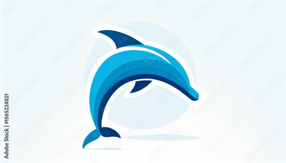 Obraz premium Blue Gradient Dolphin Leaping Illustration