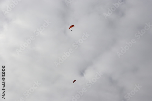 Colorful Parasails Flying Above the Ocean on a Sunny Coastal Day
