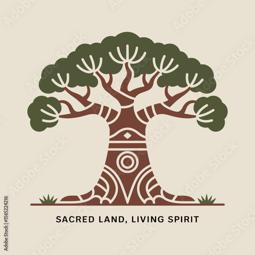 Sacred land living spirit tree illustration for naidoc week cultural heritage and australian tradition print  