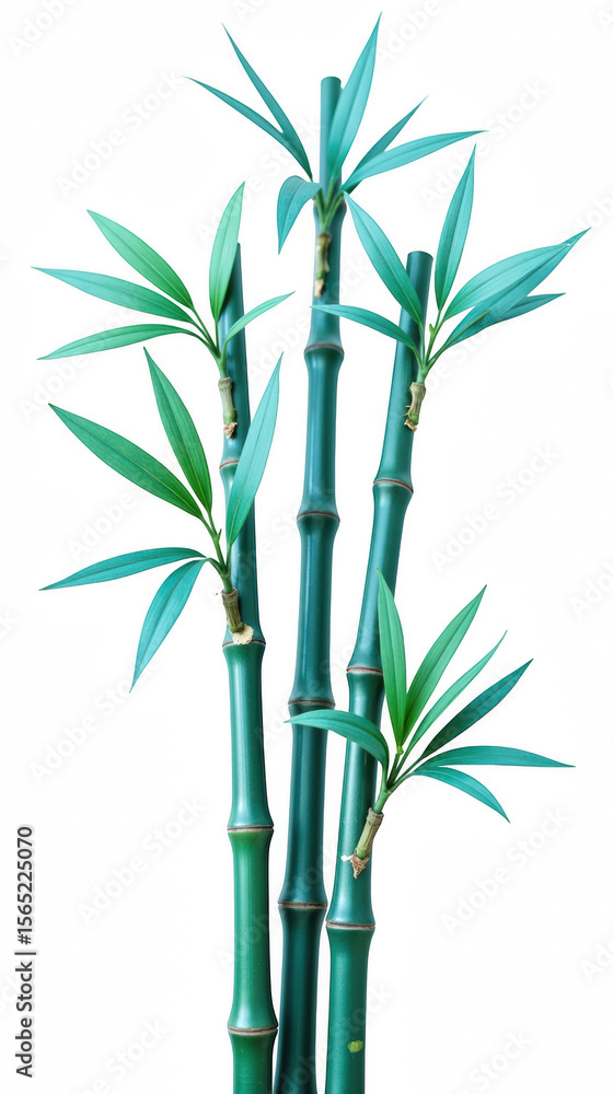 Obraz premium Bamboo plant with vibrant green leaves and tall, slender stalks, symbolizing strength and resilience in nature