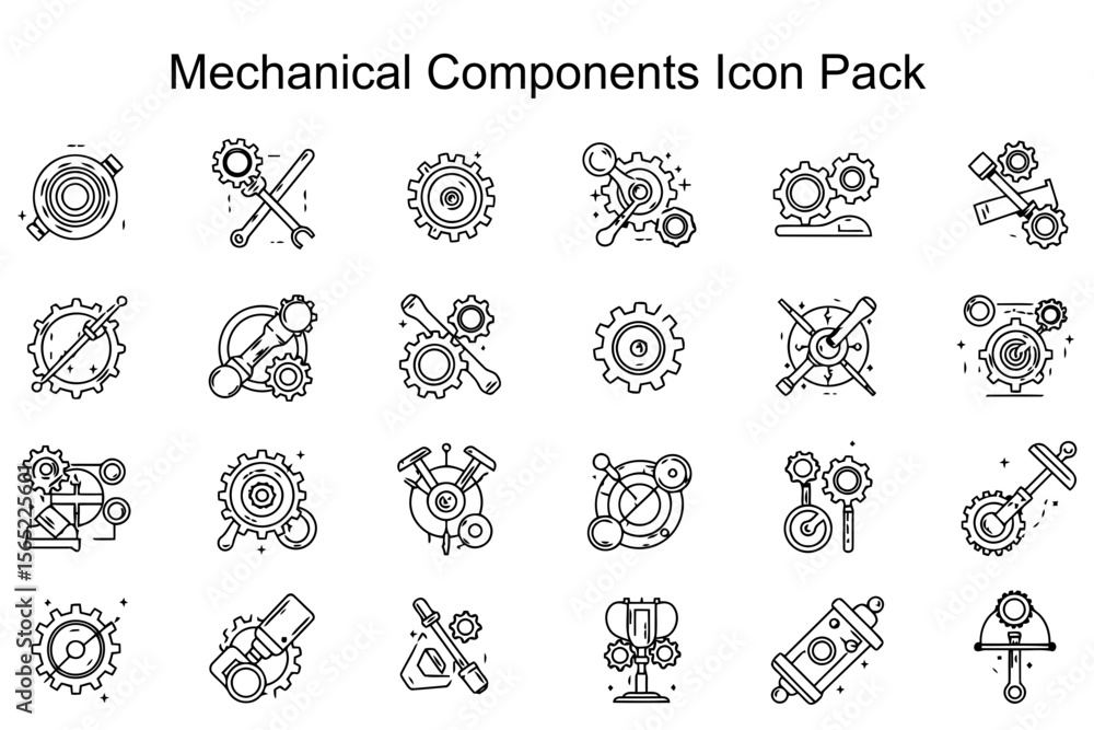 Fototapeta premium Mechanical Components Icon Pack