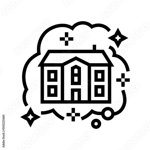 dream home dream line icon vector illustration