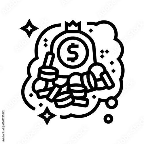 financial freedom dream line icon vector illustration