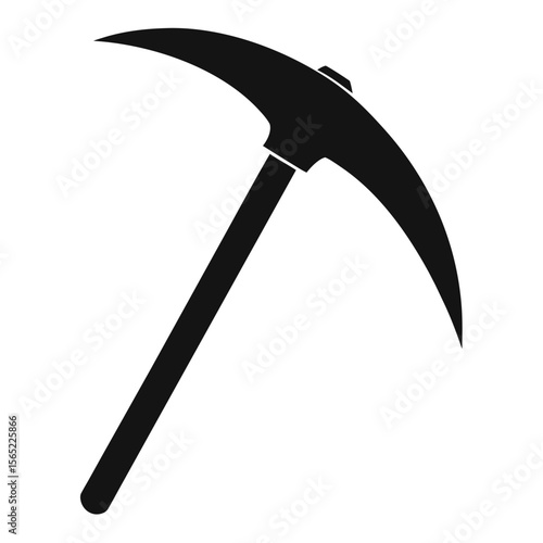 Black silhouette of a pickaxe on a white background