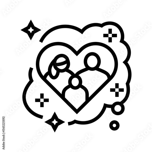 starting family dream line icon vector illustration