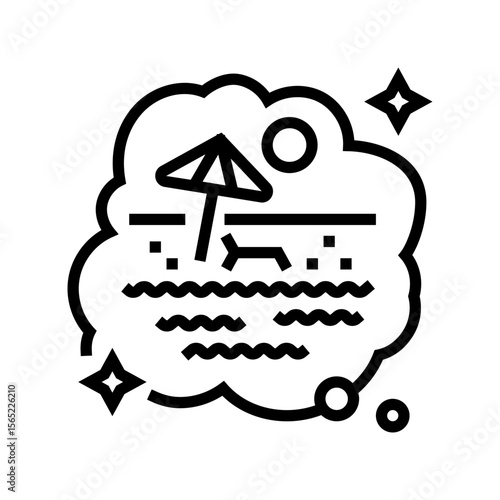 living by beach dream line icon vector illustration