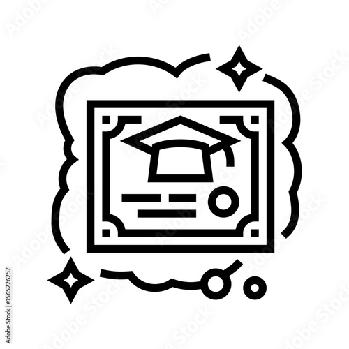 getting degree dream line icon vector illustration