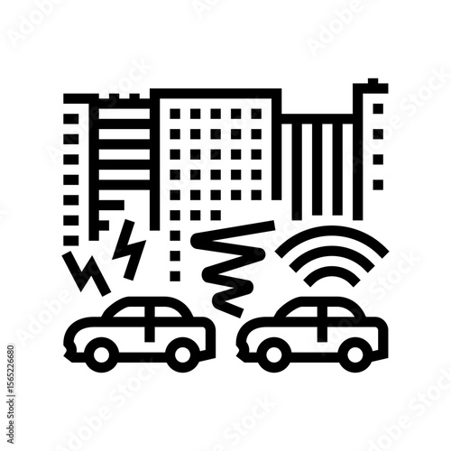 car horn blaring noisy city street line icon vector illustration