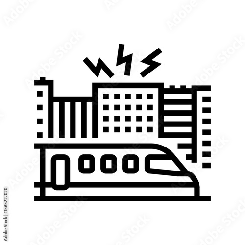 train creating loud sound city line icon vector illustration