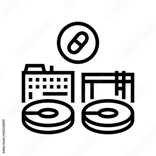 wastewater treatment plant pills line icon vector illustration