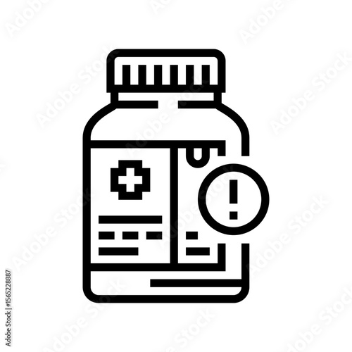 health warning label drugs line icon vector illustration