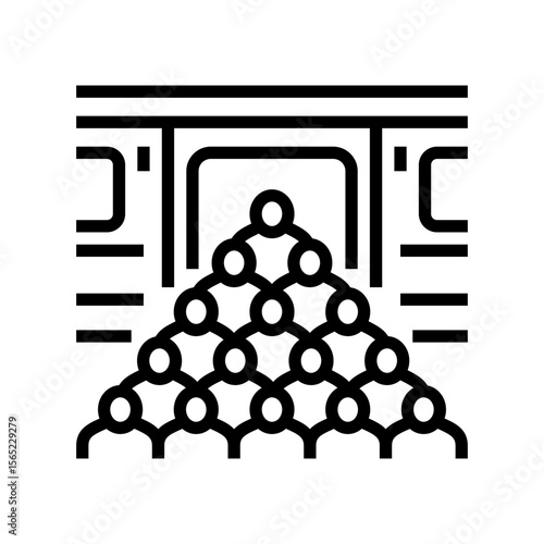 crowded public transportation platform line icon vector illustration