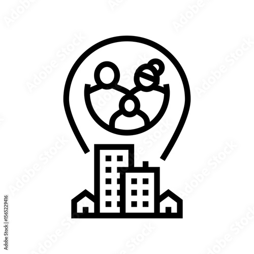 family relocation line icon vector illustration