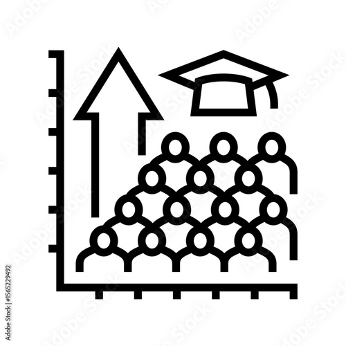increased school enrollment line icon vector illustration