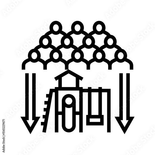 crowded playground line icon vector illustration