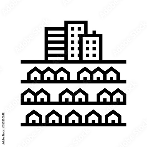 suburban neighborhood line icon vector illustration