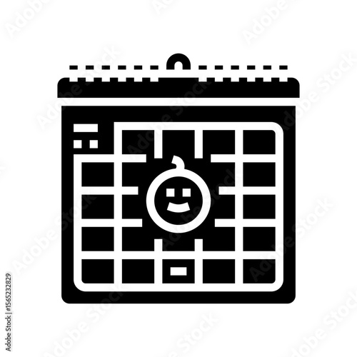 pregnancy calendar marked due date glyph icon vector illustration