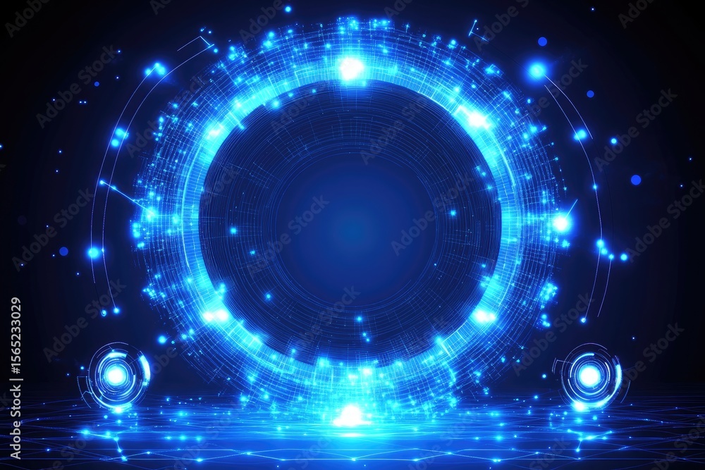 Obraz premium Circular, glowing, light blue energy ring