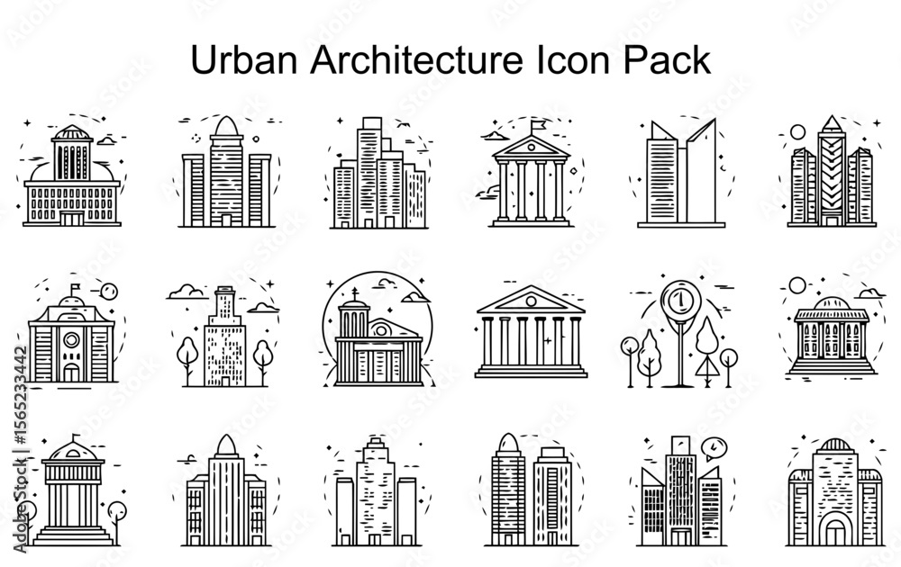 Fototapeta premium Urban Architecture Icon Pack