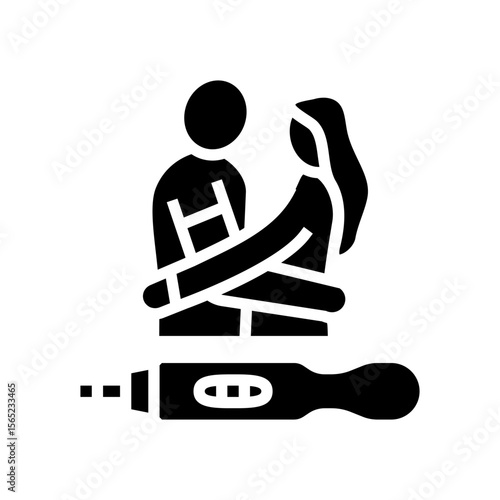 happy couple looking positive test glyph icon vector illustration
