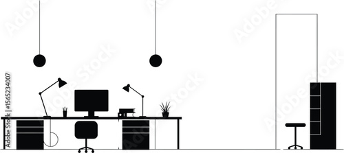 Minimalist Office Workspace Vector