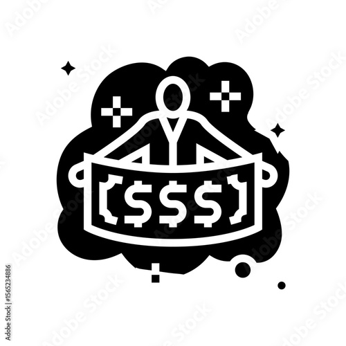 winning lottery dream glyph icon vector illustration