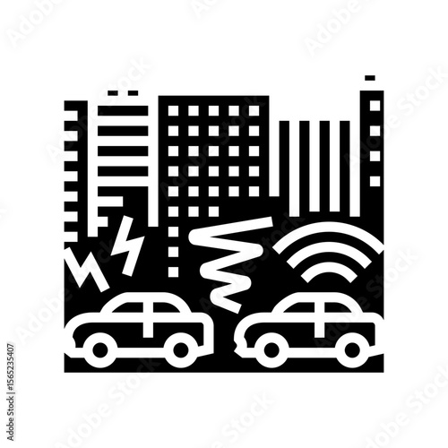 car horn blaring noisy city street glyph icon vector illustration