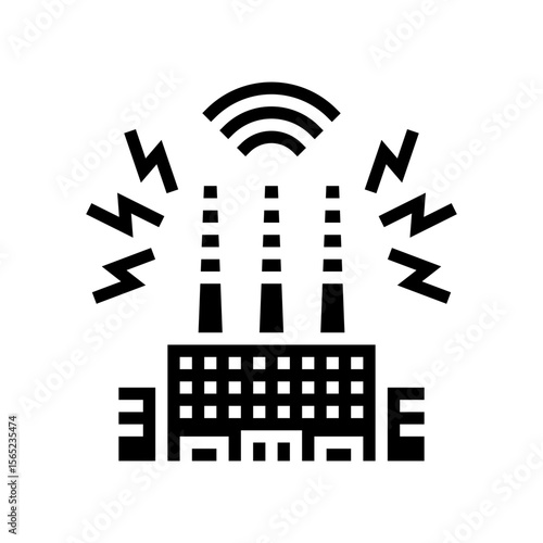 factory visible sound waves coming out of exhausts glyph icon vector illustration