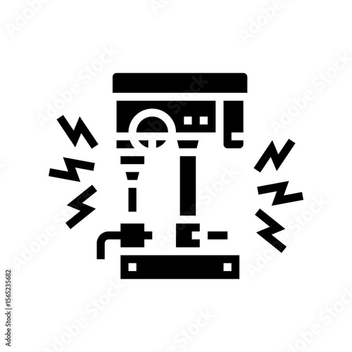 industrial machines emitting sound pollution factory glyph icon vector illustration
