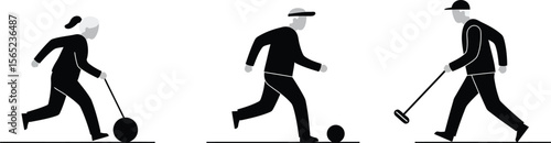 Illustration of Minimalist vector design of senior citizens active by a world-class graphic designer. black and white,  no text, minimalist, abstract, clean white bac