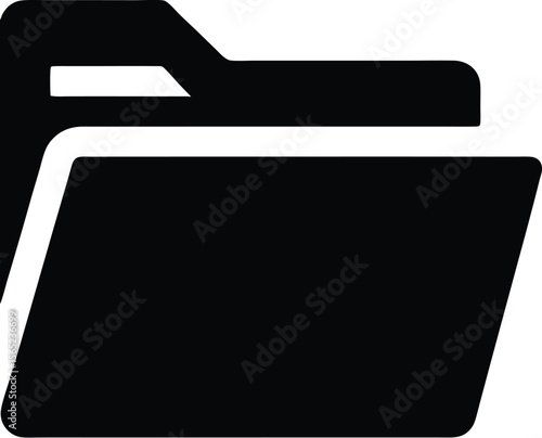 Black folder icon with tab on top against white background