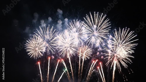 Spectacular Fireworks Finale, Celebration and Pyrotechnics on dark background 4k video