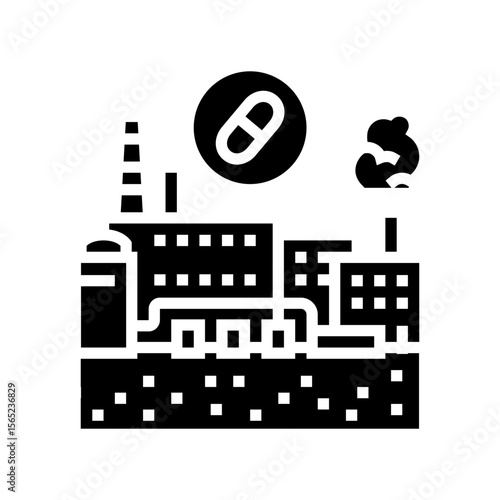pharmaceutical plant emissions glyph icon vector illustration