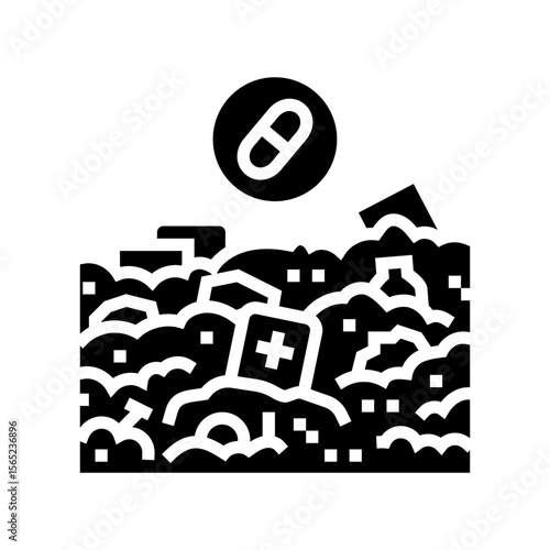prescription drugs landfill glyph icon vector illustration