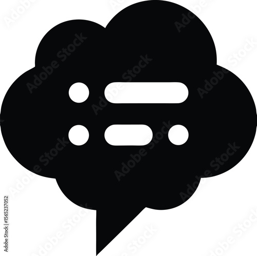 Black speech bubble icon with conversational chat symbol inside