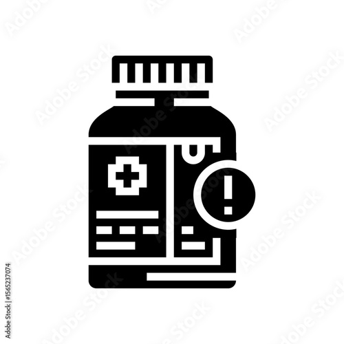 health warning label drugs glyph icon vector illustration