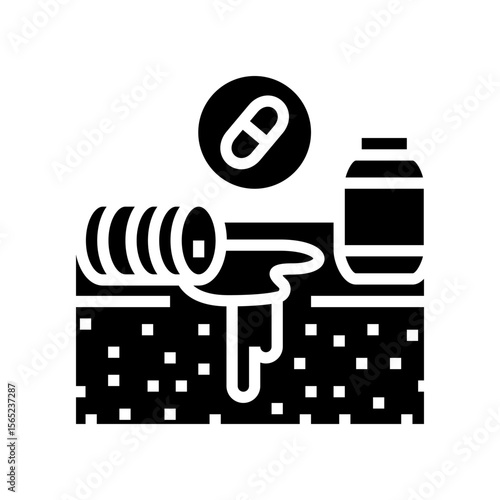 pharmaceuticals leaking soil glyph icon vector illustration