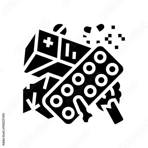 pile of pharmaceutical waste glyph icon vector illustration