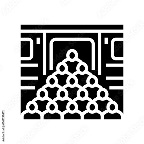 crowded public transportation platform glyph icon vector illustration