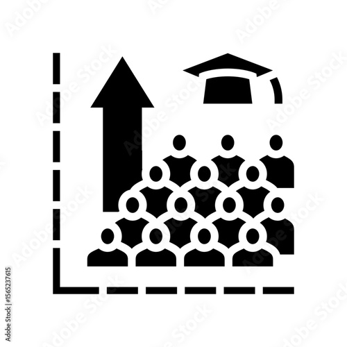 increased school enrollment glyph icon vector illustration