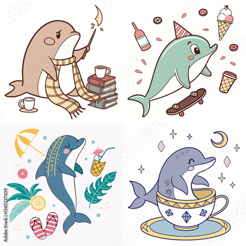 High-Quality dolphins Illustrations in Various Styles – SVG Bundle